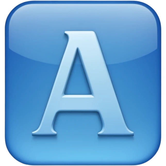 capital letter "A" printed in blue color square shape in center emoji
