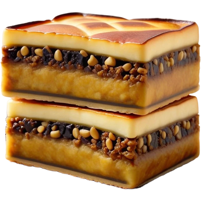 martabak manis-cinematic-realistic-martabak manis-dish-emoji,-depicted-as-a-single,-square-slice-of-sweet,-thick-martabak manis-with-a-rich,-indulgent-filling,-rendered-with-detailed-textures-and-vibrant,-appetizing-lighting emoji