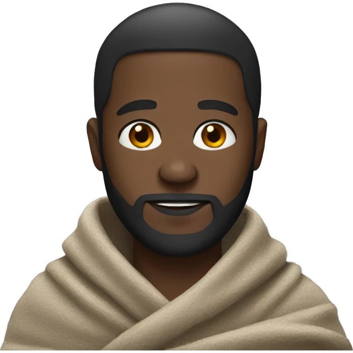 black man with beard wearing a blanket emoji