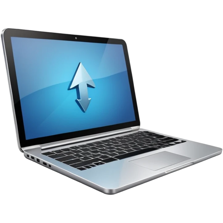 laptop with an upward arrow above it emoji