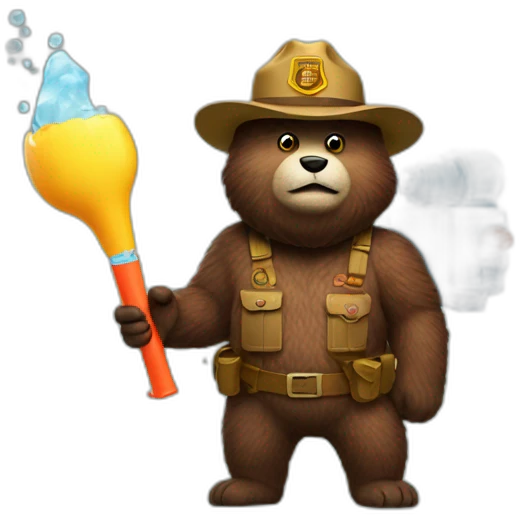 smokey bear with water gun emoji