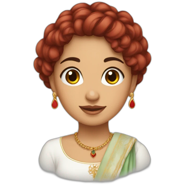 Une fille marocaine au cheveux bouclés avec le drapeau du Maroc emoji
