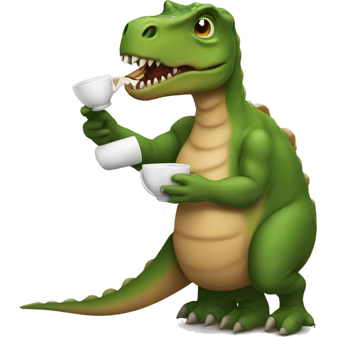 Tea drinking dinosaur emoji