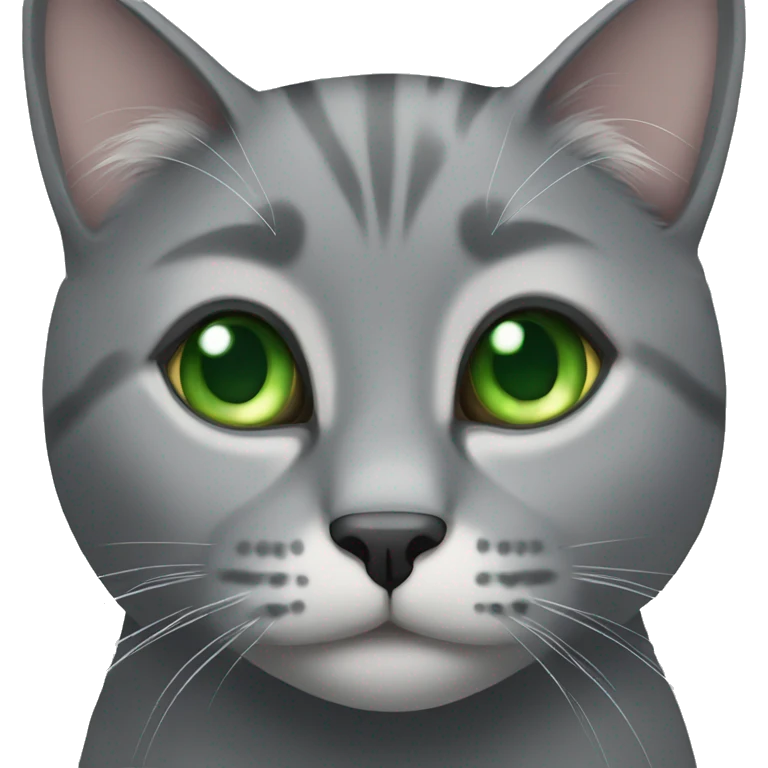 Grey cat with green eyes emoji