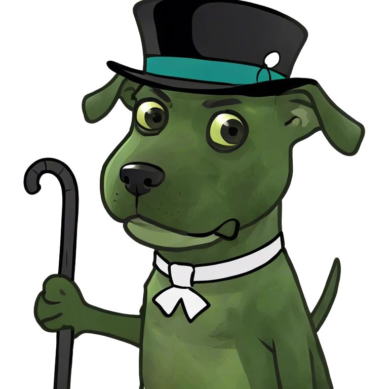 Elderly dark black boxer dog standing on hind 2 legs using one cane emoji
