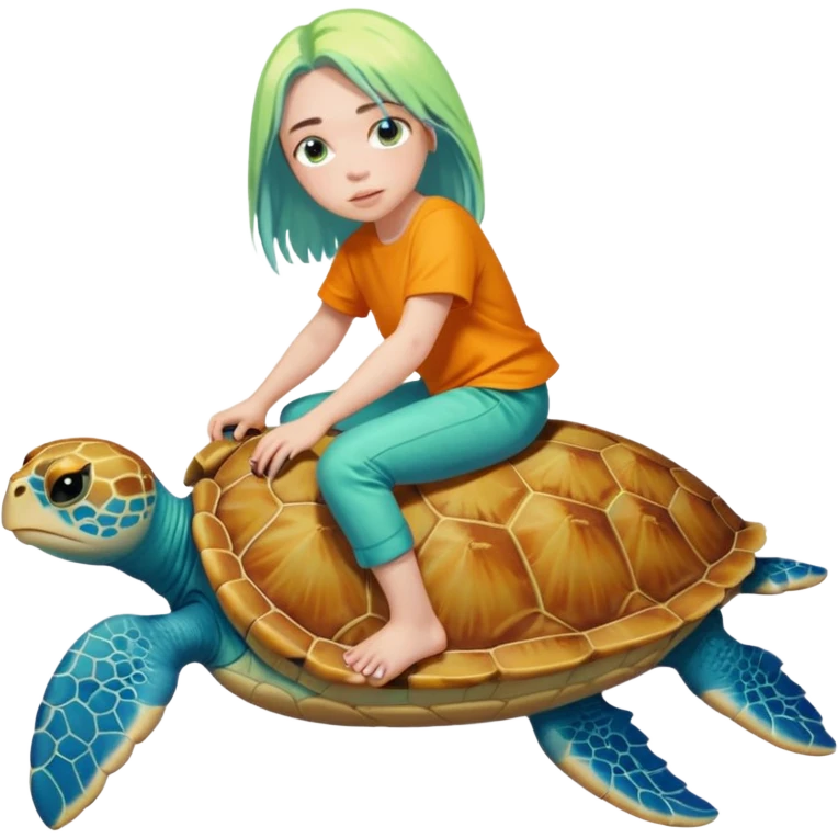 Billie eilish riding a turtle emoji