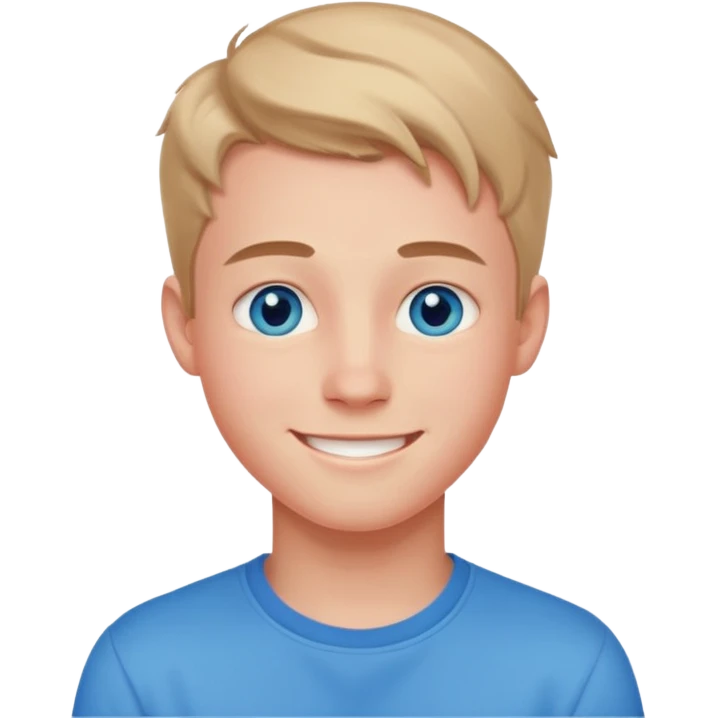 niño guapo adolescente de ojos azules sonriendo ENAMORADO emoji