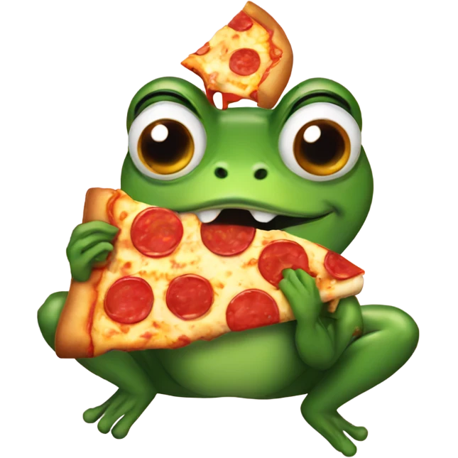 a frog eating pizza emoji