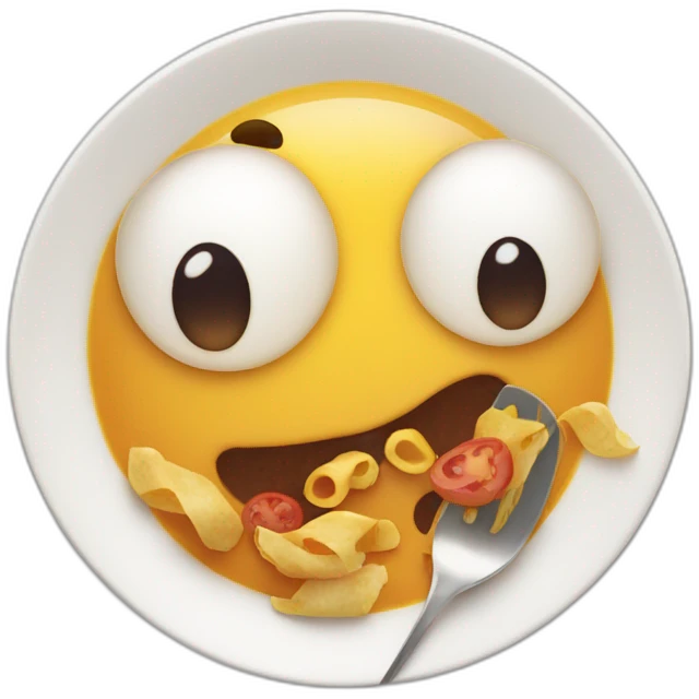 emoji with excited eyes looking at a plate of delicious food emoji