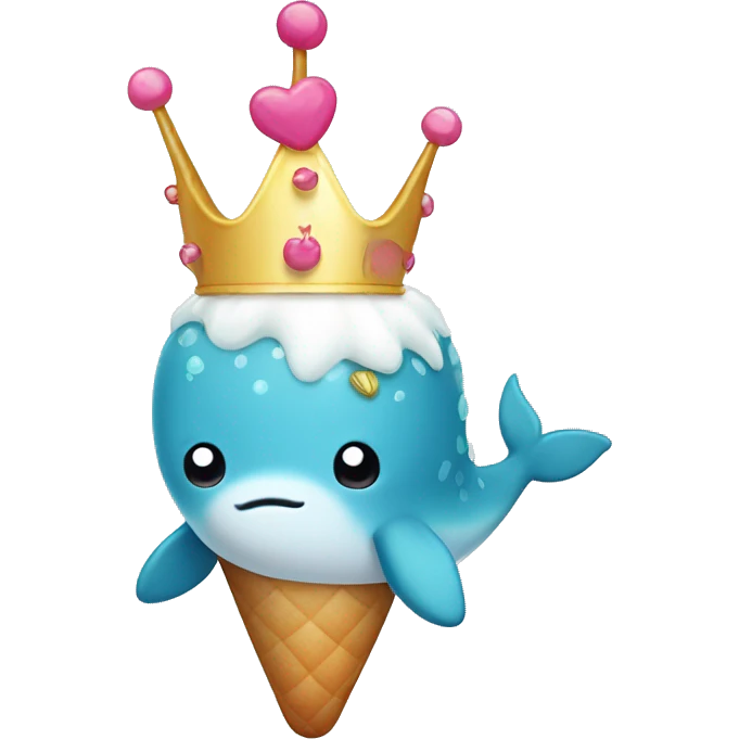Narwhal with a crown and tutu and ice cream cone emoji