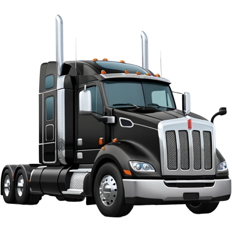 2026 Black Kenworth T680 Flat Top Semi Sleeper with stacks make realistic emoji