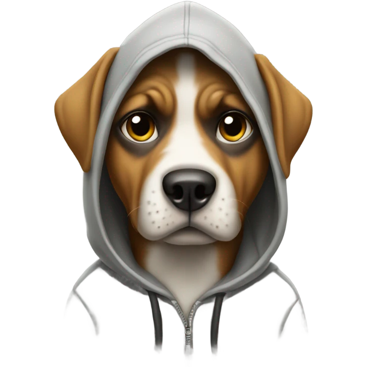 Dog wearing a hoodie and holding a gun emoji
