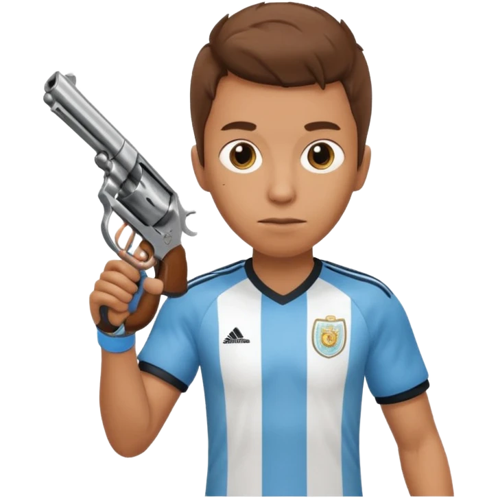 haz un turro con una biszera para atras y con un arma remera argentina pero arma de fuego que tenga un revolver  solo emoji