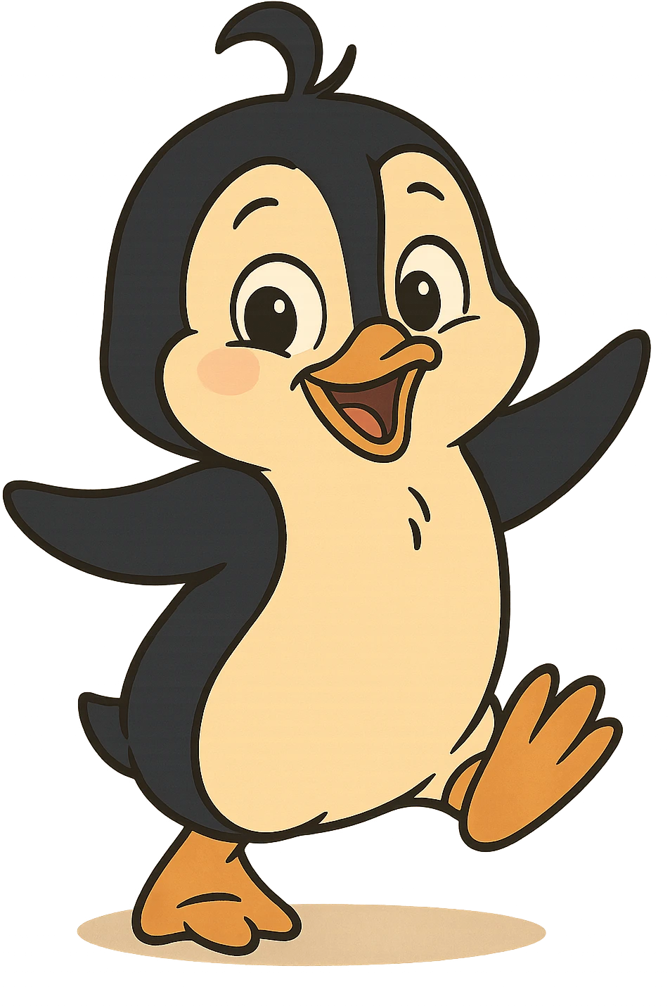 penguin character inspired by Masha and the Bear, playful pose emoji