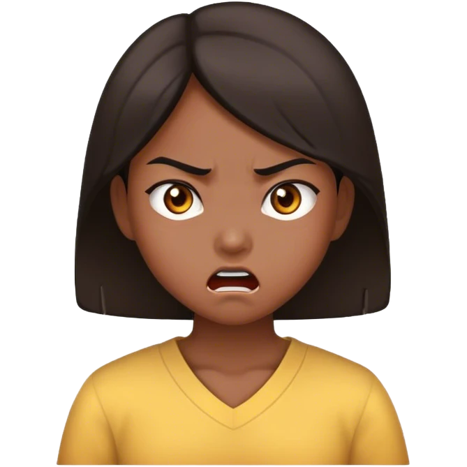 Asian girl waking up angry  emoji