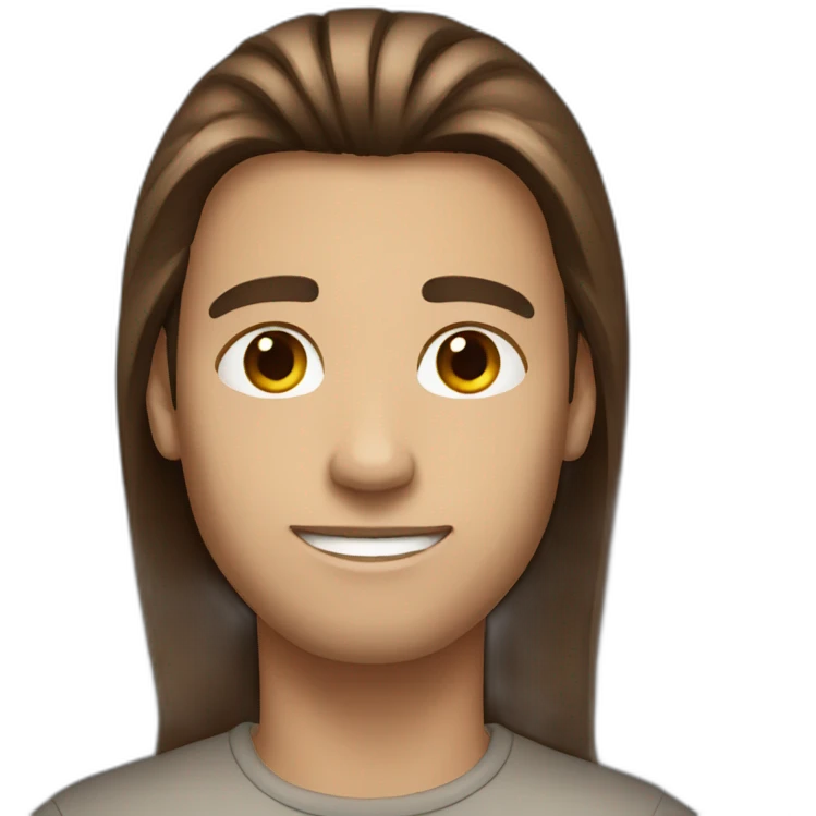 Straight Long brown hair male emoji
