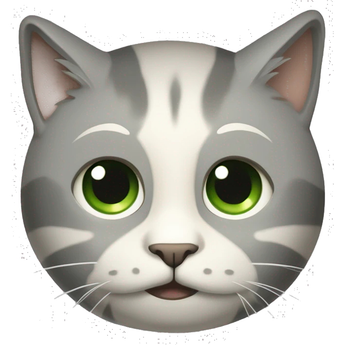 Chat rayer gris et crème avec les yeux vert et entouré d’une ligne crème emoji