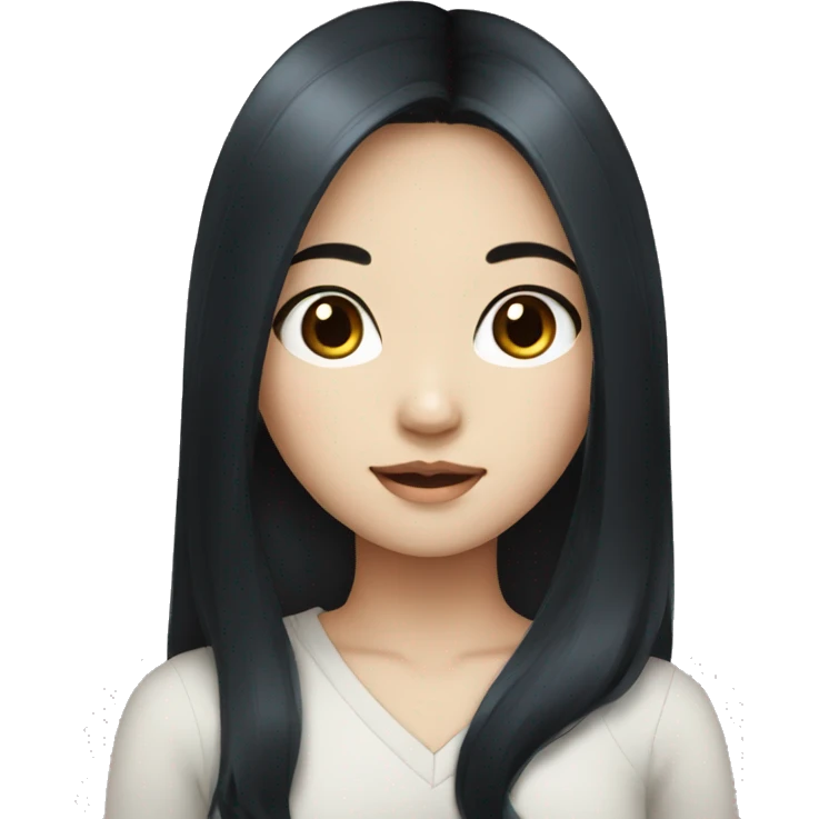 Asian girl with long black hair blue eyes emoji