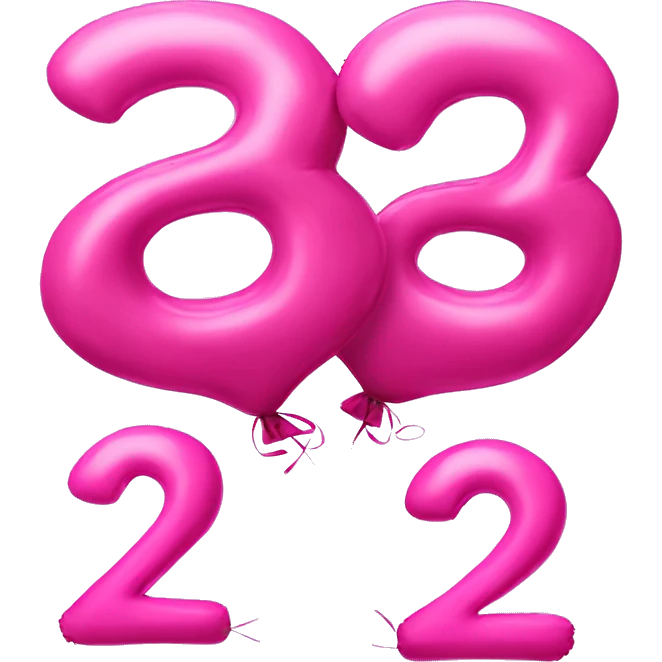Four Pink balloons that spell 2025 emoji