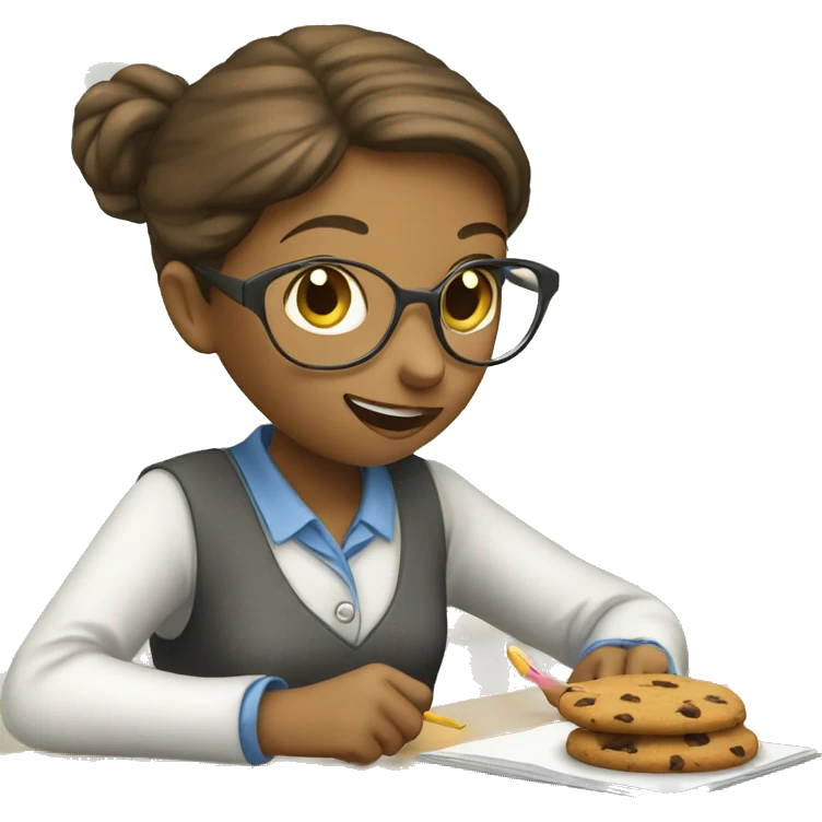 girl teacher mouse eating cookie emoji