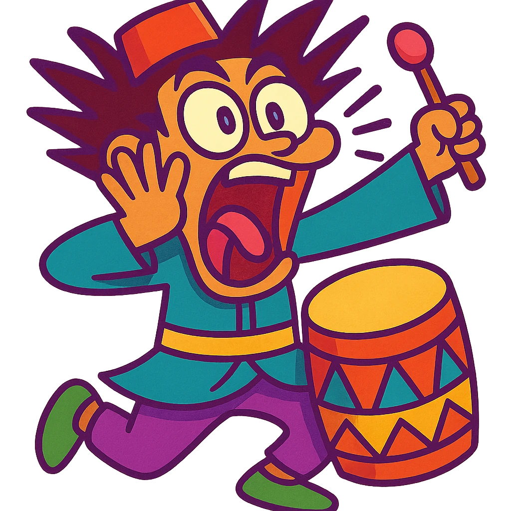 Tung Tung sahur brainrot, exaggerated reaction, colorful, energetic, cartoon style emoji