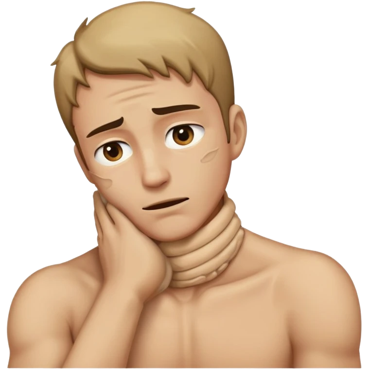 Man holding neck emoji