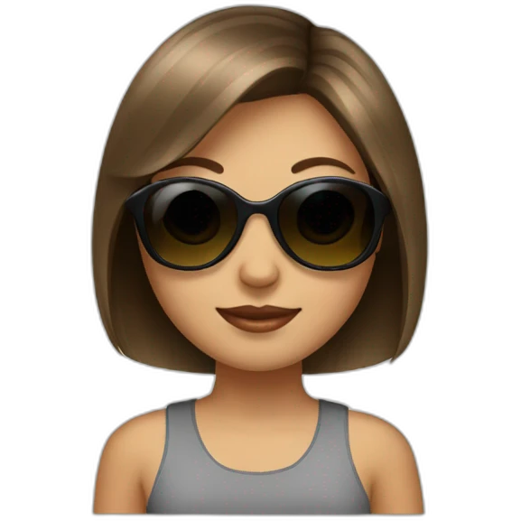 Girl with brunette Bob Hair Style with Sunglasses on their had emoji