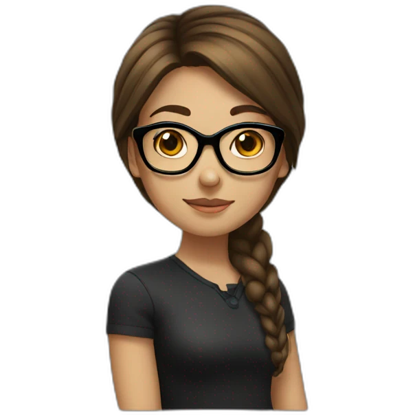 brown haired girl with black glasses  emoji