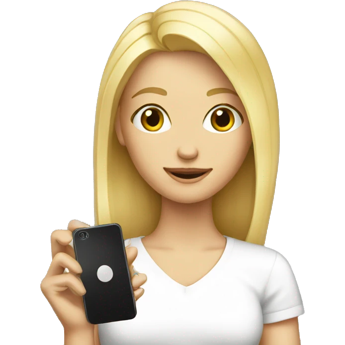 blonde girl with cell phone emoji