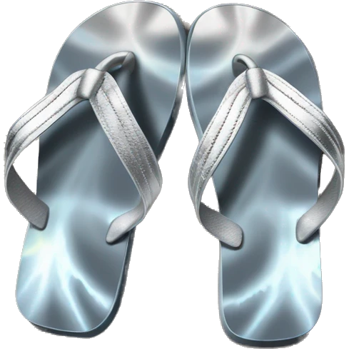 Realistic metallic silver and tie dye pair of summer flip flops isolated. emoji