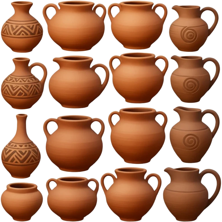 clay pottery with diffetent motifs emoji