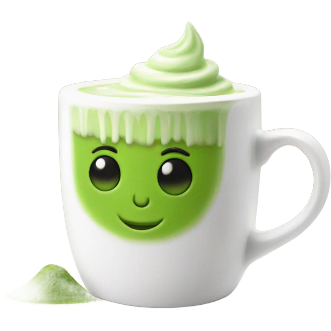 Realistic Matcha latte in white mug emoji