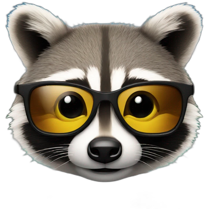 Raccon with ski glasses, in glasses is Reflection of beautiful nature emoji