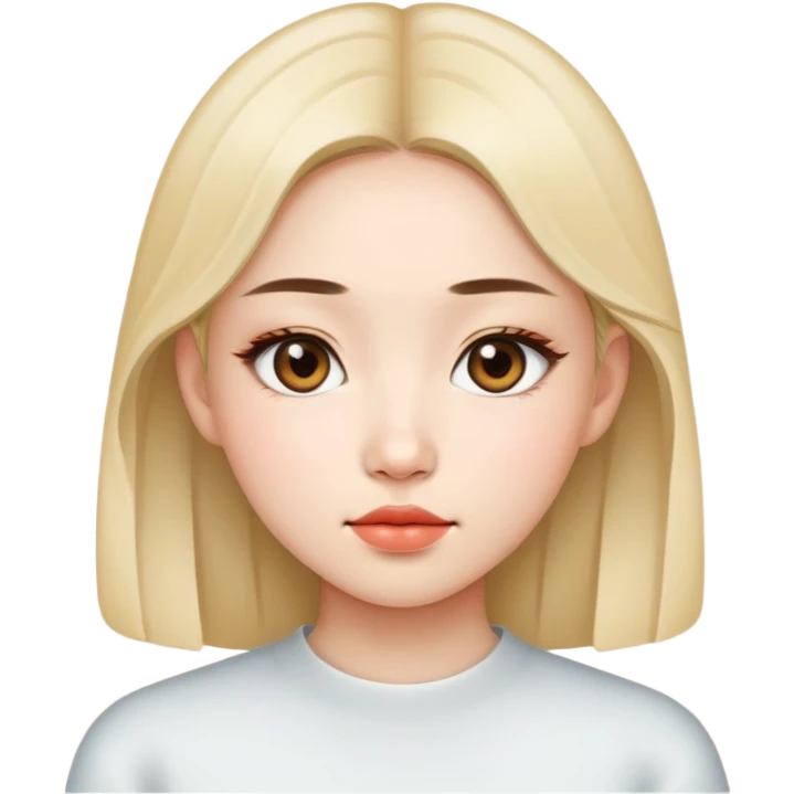 Girl with asian eye, thin upper lip  emoji