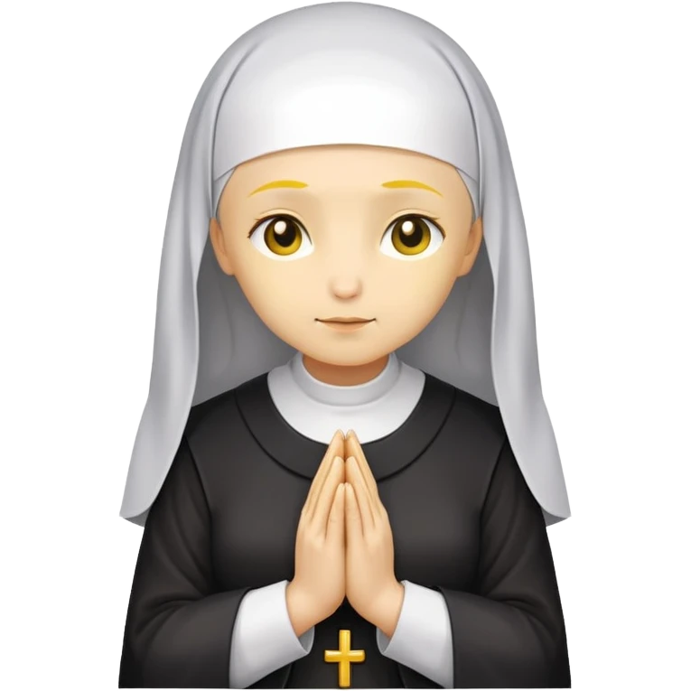 nun with yellow skin, hands together in prayer emoji