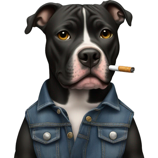 Black pitbul smoking a cigarette wearing jeans  emoji