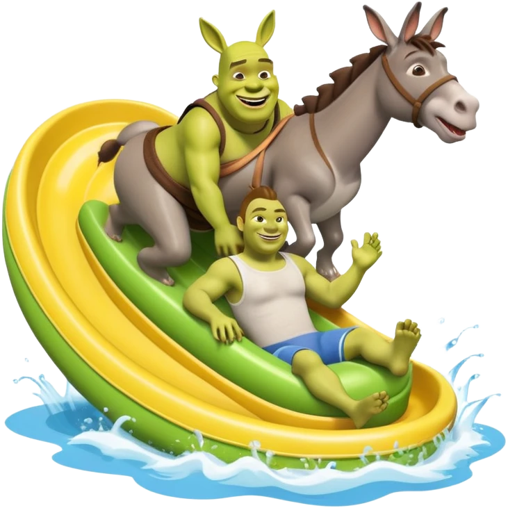 Shrek and donkey on a water slide emoji