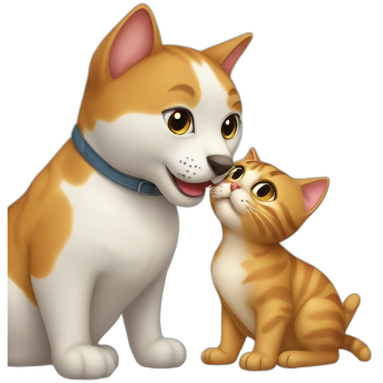 cat with dog kissing emoji