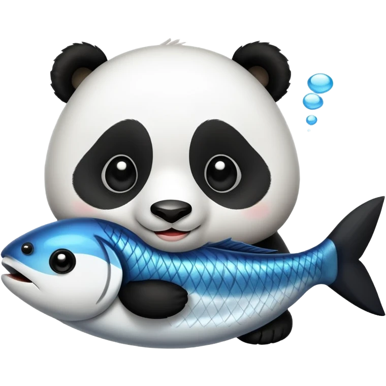Panda says “good morning” to fish emoji
