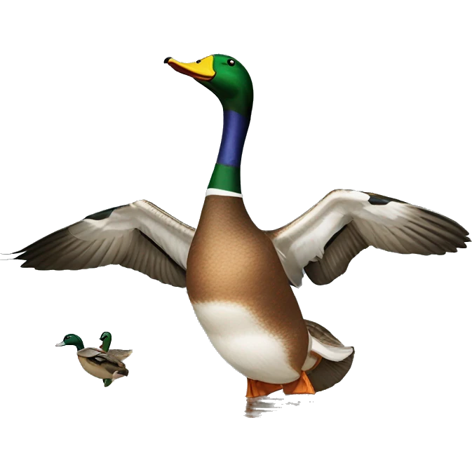 Mallard Duck landing on Decoys emoji