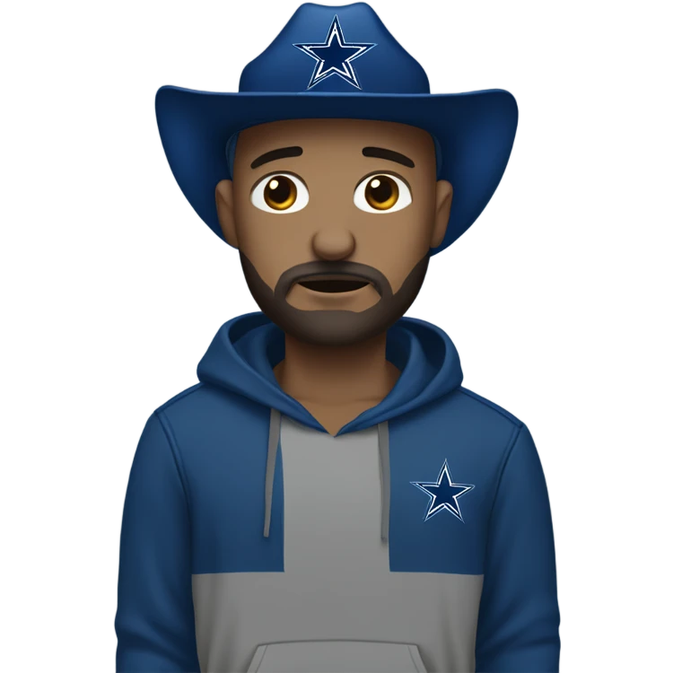Bald white male with dark brown beard holding dark blue Dallas Cowboys hat. He’s crying because he’s ashamed of being bald  emoji