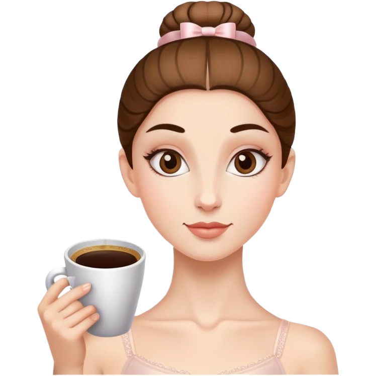 Ballerina with coffee forehead emoji