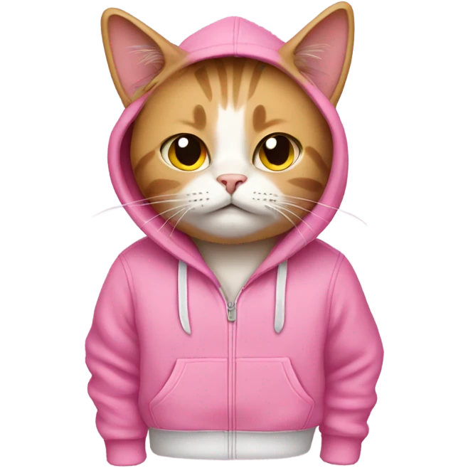 Cat wearing a pink hoodie emoji