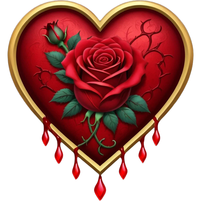 gothic heart with a bleeding rose emoji