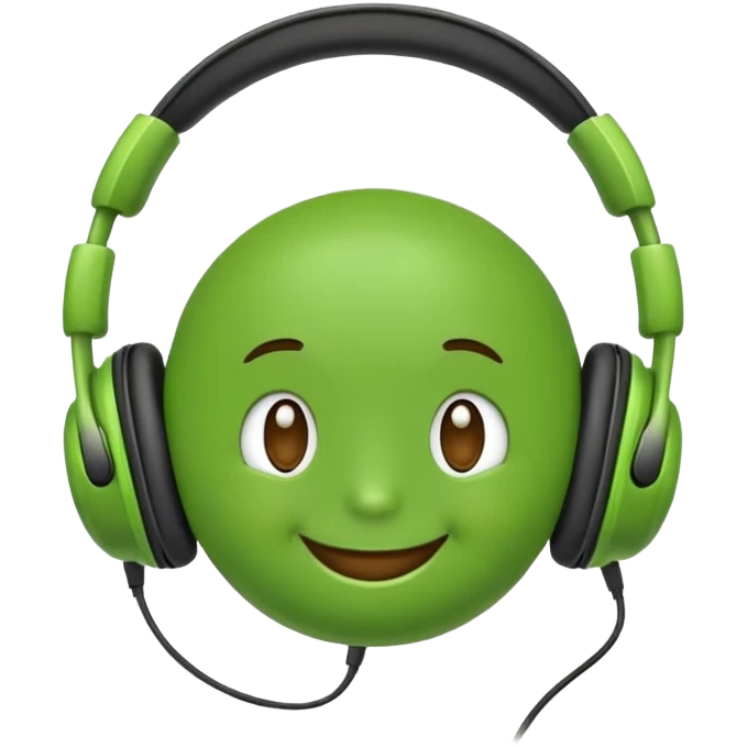 classic green pea emoji with headphones emoji