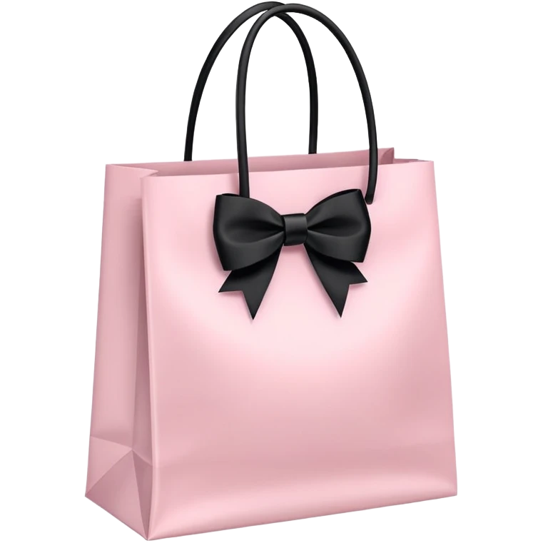 Light pink shopping bag with black bow emoji