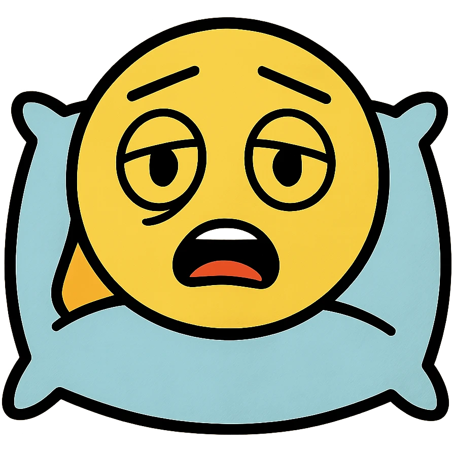 Add a soft pillow under the tired yellow face, keep the background transparent. emoji