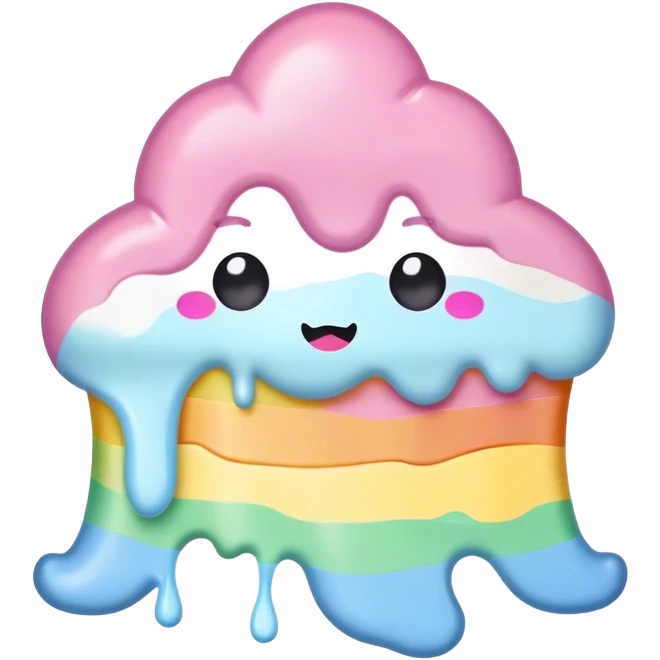 melted pastel rainbow kawaii frosting emoji