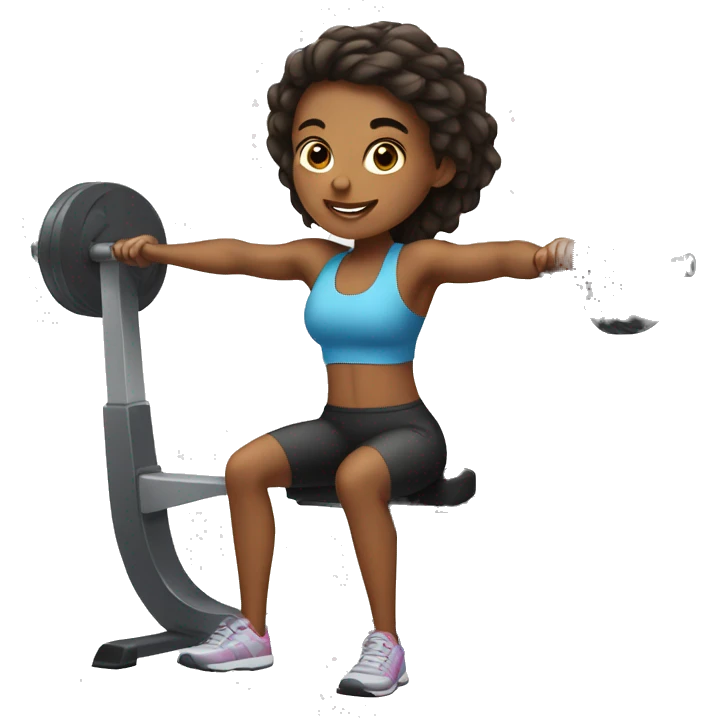 A girl at gym doing sports emoji
