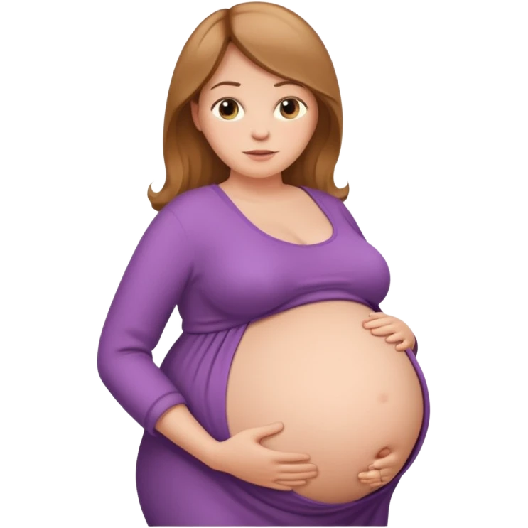 very heavily pregnant overdue woman with very large belly emoji